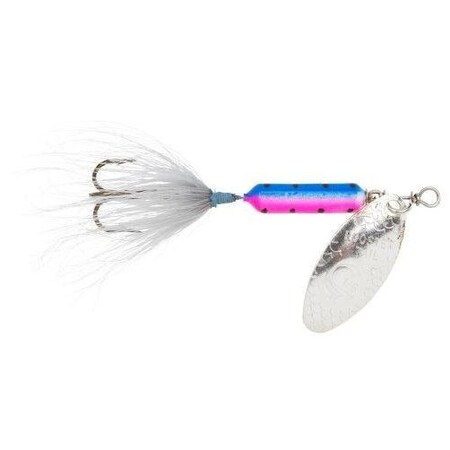 Wordens Rooster Tail InLine Spinner, 2 14, 18 Oz Treble Hook, Rainbow Fry Silver Greyhackle 208-RBF